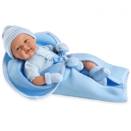 MUÑECA 42 Cm REAL BABY AZUL MECANISMO LLORO MAGNETICO