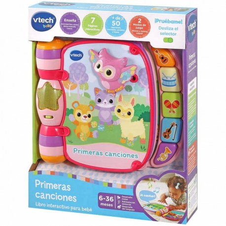 PRIMERAS CANCIONES ROSA LIBRO INTERACTIVO PARA BEBES