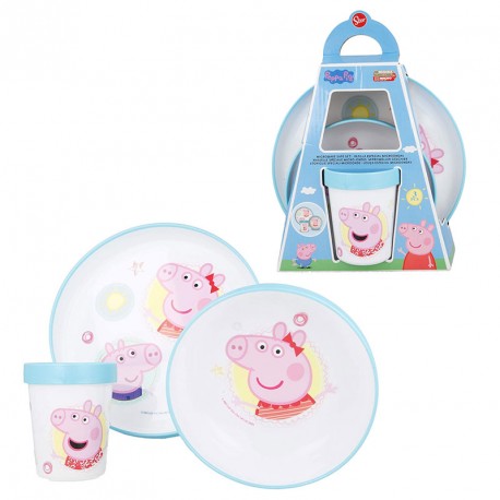 VAJILLA ANTIDESLIZANTE PREMIUM BICOLOR PEPPA PIG