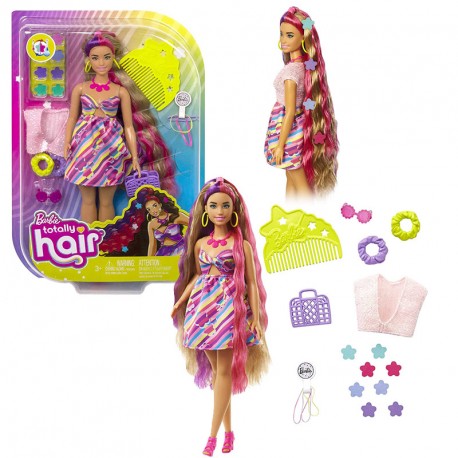 BARBIE TOTALLY HAIR PELO EXTRALARGO FLOR