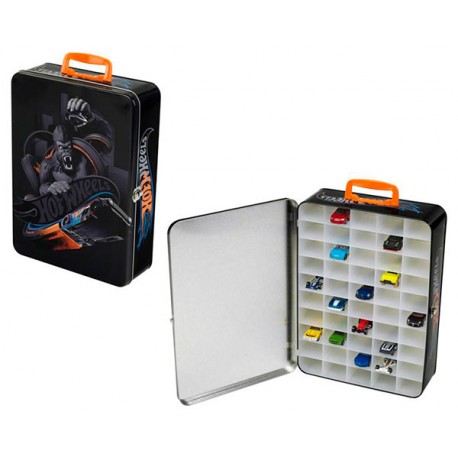 HOTWHEELS ESTUCHE DE METAL, PARA 50 COCHES