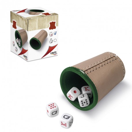 CUBILETE CUERO FORRADO CON DADOS POKER