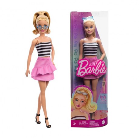 BARBIE FASHIONISTAS TOP RAYAS CON FALDA ROSA