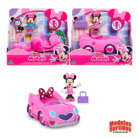 DISNEY JUNIOR MINNIE MOUSE VEHICLE & FIGURE SET ASST. CAR & MOTORBIKE