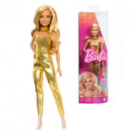 BARBIE FASHIONISTAS RUBIA CON MONO DORADO