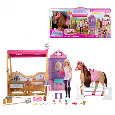 BARBIE MUÑECA CON CABALLO Y ESTABLO