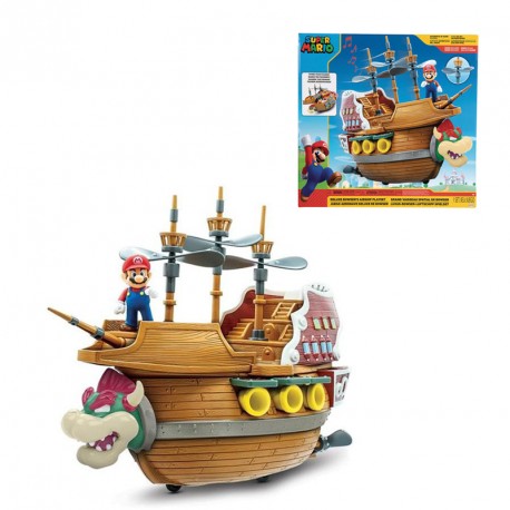 AERONAVE SUPER MARIO PLAYSET BOWSER CON FIGURA SUPER MARIO DE 6 CM