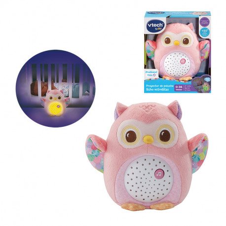 PROYECTOR DE PELUCHE BUHO ESTRELLITAS ROSA